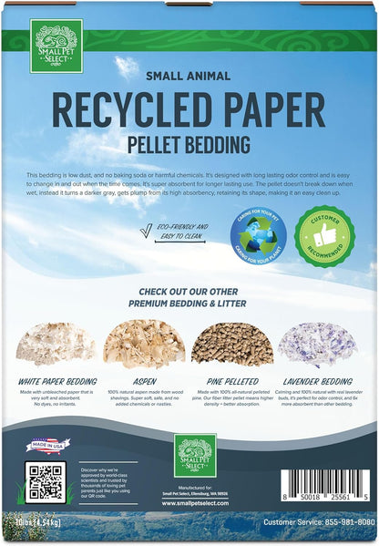 Small Pet Select Recycled Paper Pellet Bedding, Litter for Rabbit, Guinea Pig, Hamster, Bunny and Other Small Animals, 10lb