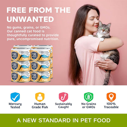 Tuna and Pumpkin Pate, Canned Wet Cat Food, 100% Mercury-Tested, Moist Can Fish, Grain-Free Protein, Non-GMO, 12 Pack