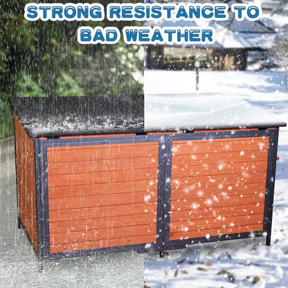 Extra Large Dog House Outdoor 59.1" L Outside Insulated Dog Kennel Weatherproof Winter, 6 Sides All-Round Foam for Small Medium Large Extra Large Dogs, Strong Metal Chew Proof Frame Window