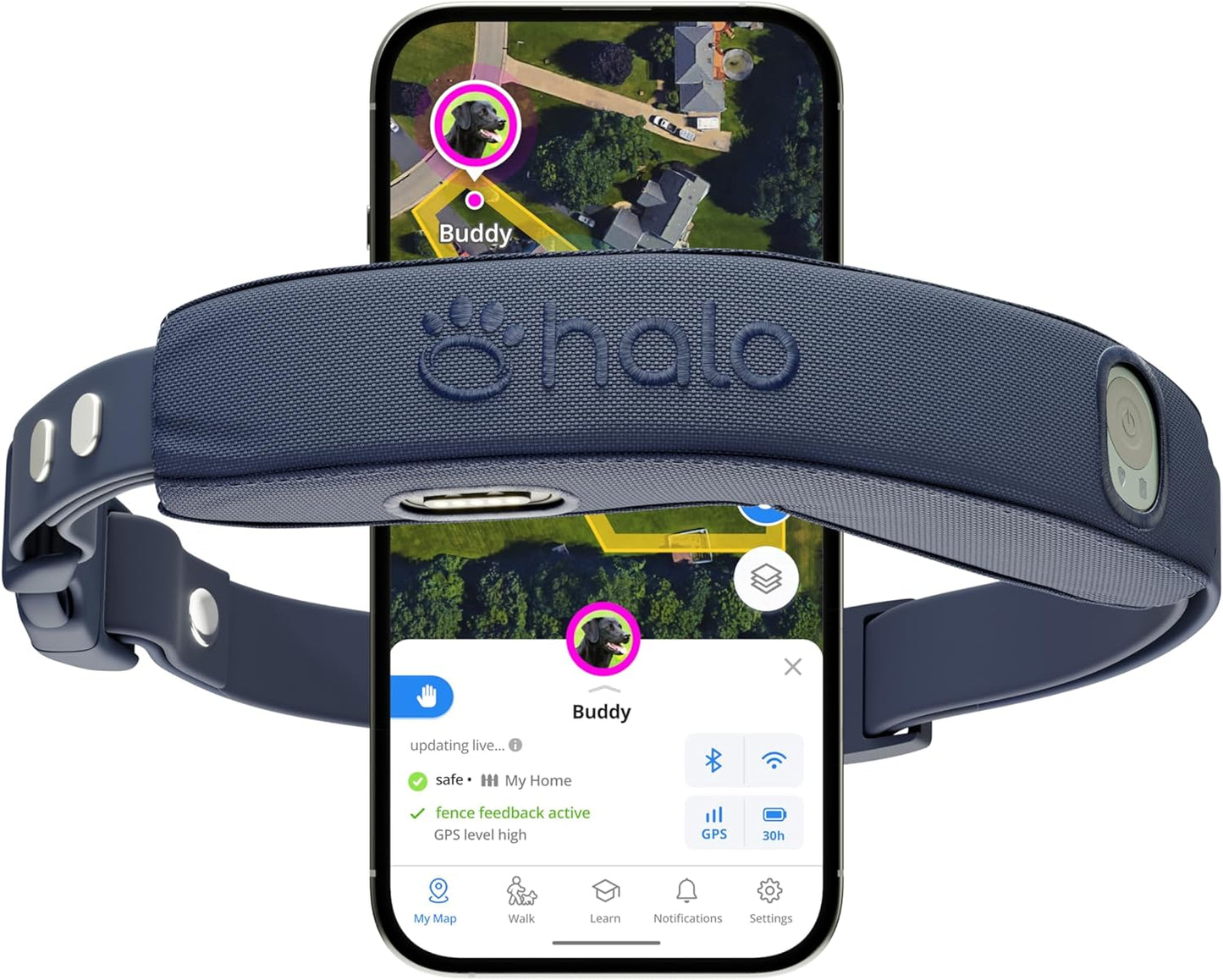 Halo Collar 4, All New GPS Wireless Dog Fence & Dog Training Collar with GPS Tracker, Subscription Required, Waterproof, One Size, Midnight - Pawvie