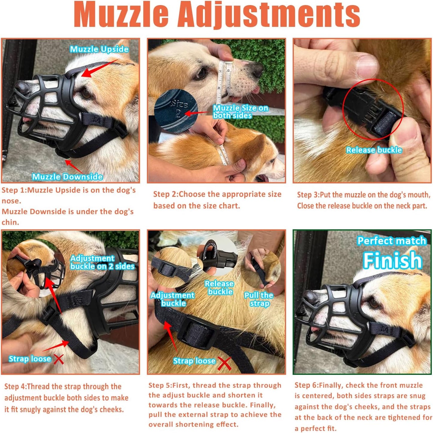 Dog Muzzle – Lightweight Breathable Basket Muzzle, Anti-Biting & Chewing, Adjustable Fit for Small, Medium & Large Dogs(Size 4)