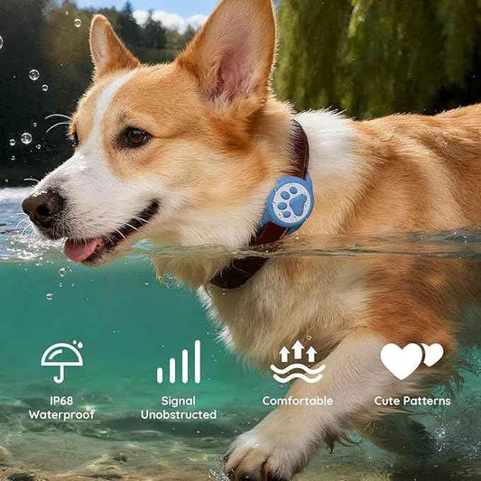 for Airtag Dog Collar Holder, Dog Airtag Holder Waterproof, Lightweight & Soft Silicone Air Tag Case for Pet Collars, Works with Multiple Tracker Tag Products (Blue, 1 Pack)