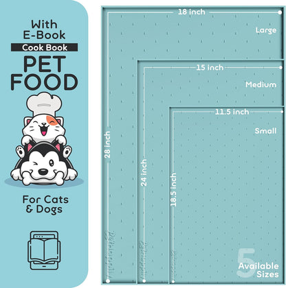 Dog Food Mat - Raised Edges Dogs Mat for Food and Water Prevent Spill, Waterproof Cat Food Mats Protect Floors, Easy Clean Dog Bowl Mats for Food and Water, Silicone Pet Food Tray