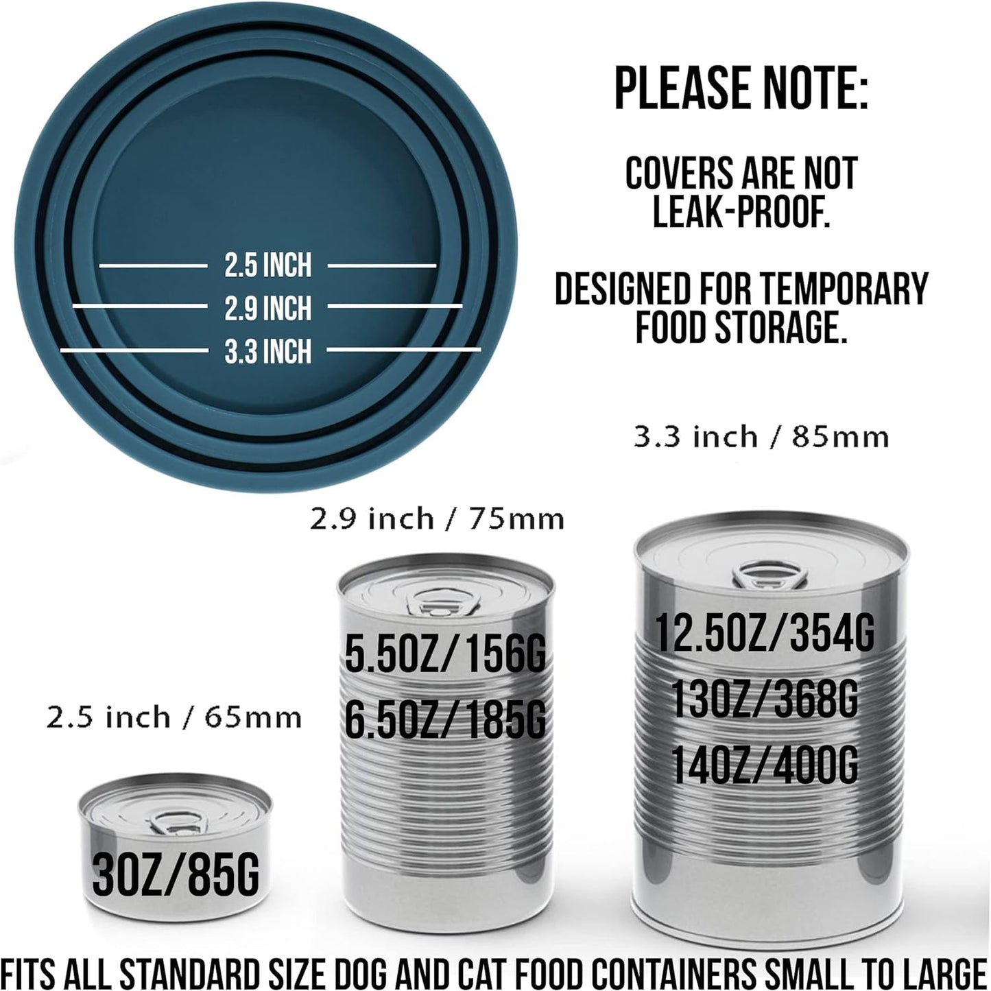 OHMO 2 Pack Dog Food Can Lids, (3,12, 14oz etc.) Universal Size BPA Free Silicone Covers for Cat and Pet Food, Dark Blue