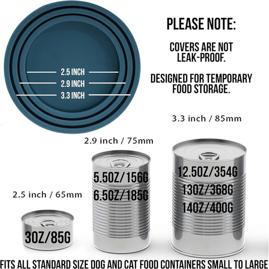 OHMO 2 Pack Dog Food Can Lids, (3,12, 14oz etc.) Universal Size BPA Free Silicone Covers for Cat and Pet Food, Dark Blue
