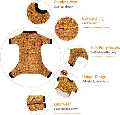 CuteBone Dog Halloween Pajamas Puppy Onesies Small Dogs Soft Pjs Coat Cat Apparel Comfy Pet Clothes Outfit Doggie Bodysuit P301S