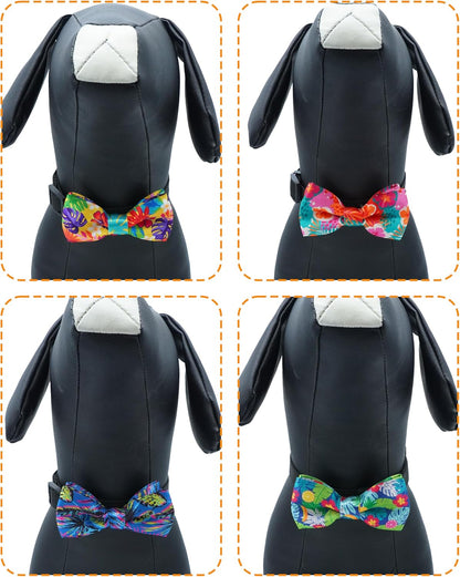 PET SHOW 10 Pack Summer Big Dog Bow Ties for Large Medium Dogs Sliding Collar Attachments Hawaiian Bowties Floral Fruit Bowknots Party Holiday Pet Grooming Accessories(Large)