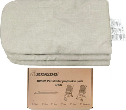 ROODO Pet Stroller Inner Pad for Exclusive Use,Original,Replaceable,Easy to Clean,Set of 3 pc(Light Khaki) - Pawvie