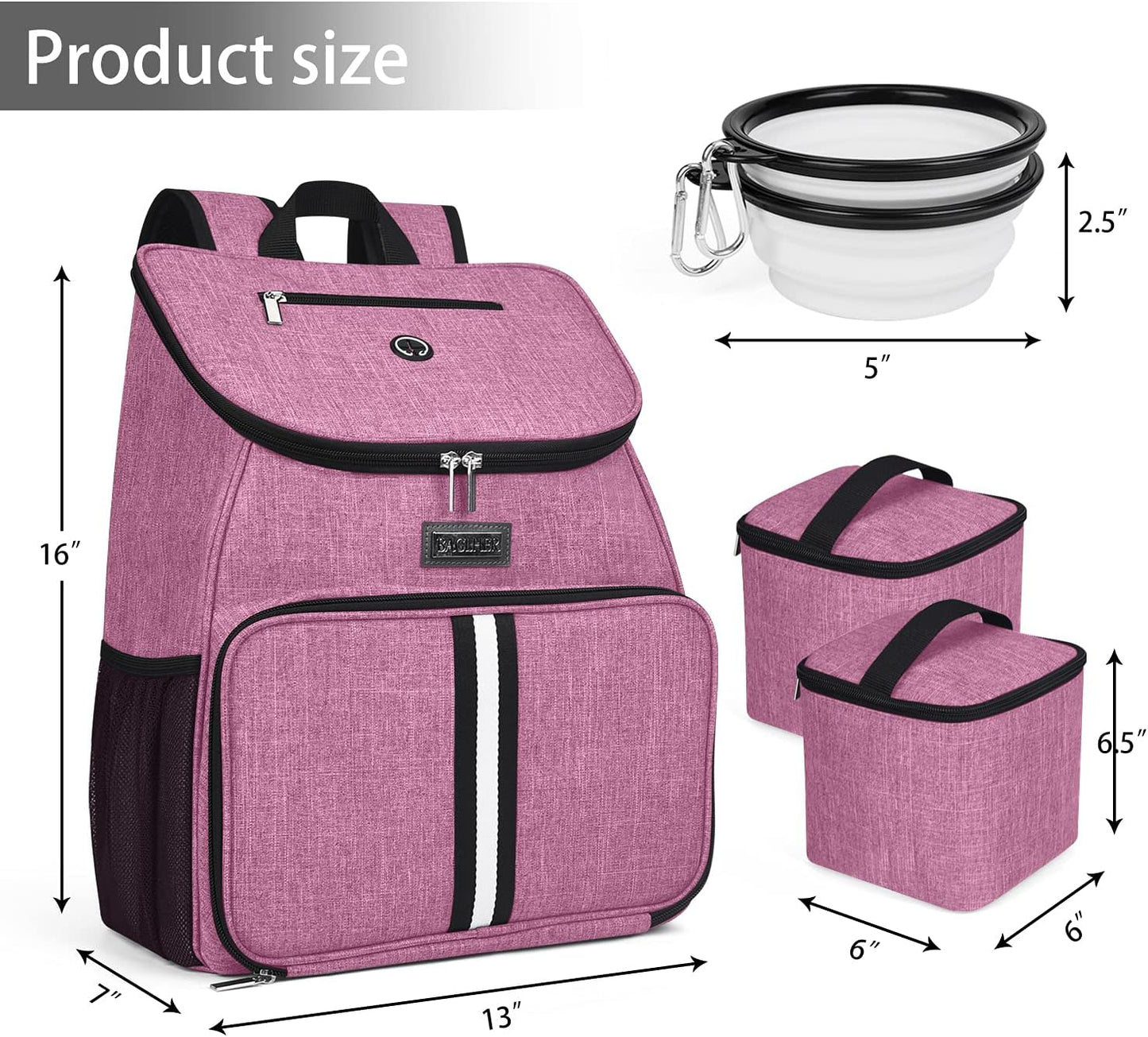 BAGLHER丨Dog Travel Bag, Airline Approved Pet Supplies Backpack, Dog Travel Backpack with 2 Silicone Collapsible Bowls and 2 Food Baskets - Pawvie
