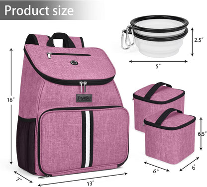 BAGLHER丨Dog Travel Bag, Airline Approved Pet Supplies Backpack, Dog Travel Backpack with 2 Silicone Collapsible Bowls and 2 Food Baskets - Pawvie
