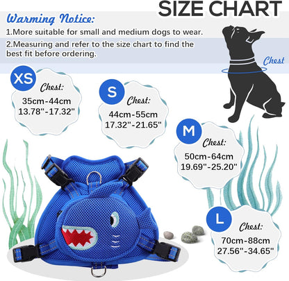 IDOMIK Dog Backpack Harness, No-Pull Dog Backpack with D-Ring for Small Medium Dogs, Cute Self Carrier Backpack for Dogs to Wear, Adjustable Dog Harness Backpack for Traveling Camping Hiking,Shark,S