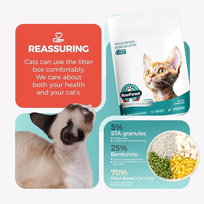 Tofu Cat Litter,Natural Odor Control Dust-Free Clumping Litter(5.5lb×3bags)