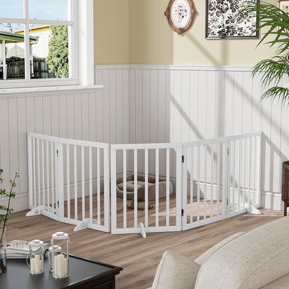 Freestanding Foldable Dog Gate 2 Panel,Fully Assembled Dog Gates for Doorways, Wooden Pet Gates for The House, 24-inch Tall Door Gate Indoor