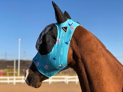Horse Fly Mask Super Comfort Horse Fly Mask Elasticity Fly Mask with Ears We Only Make Products That Horses Like… (Sky Blue, M)