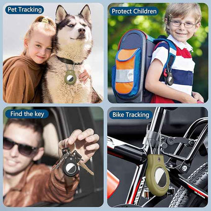 Waterproof Airtag Holder,4 Pack Airtag Case with Secure Lock,Airtags Keychain for Apple Air tags,Anti-Lost Protective Case Air tag Accessories for GPS Tracker Luggage,Key,Pet-Black/Black/Green/Green