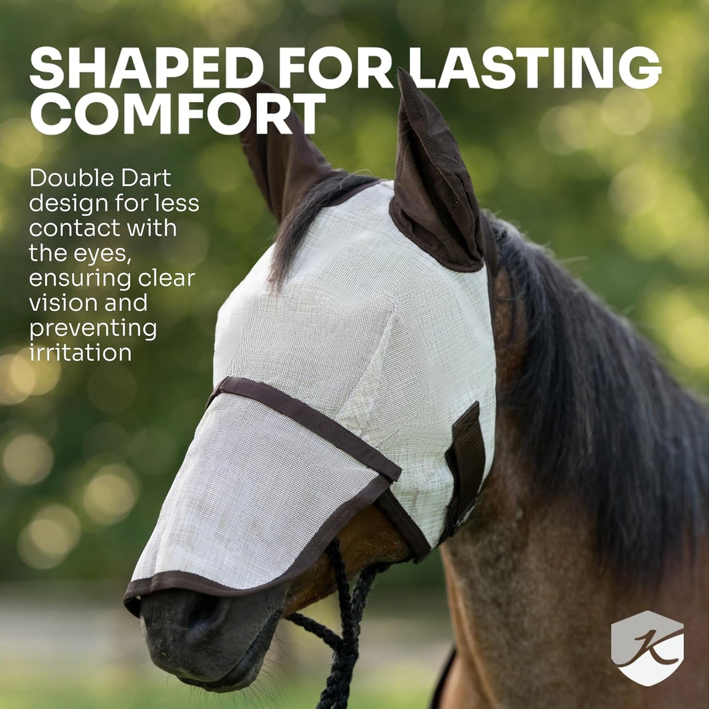 Kensington Fly Mask Web Trim Protects Horses Face and Eyes from Bites and Sun Rays While Allowing Full Visibility Ears and Forelock Able to Come Through The Mask, XXL-Draft, Atlantis