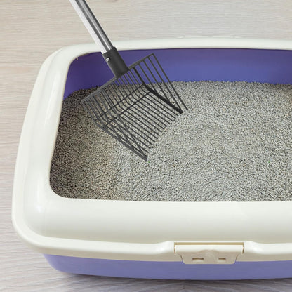 PUPTECK Fast Sifting Cat Litter Scoop - Long Handle Chicken Poop Scooper with Deep Shovel, Heavy Duty & Non-Stick Kitty Metal Litter Sifter, Chicken Coop Accessories