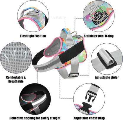 Bolux Dog Harness, No-Pull Reflective Dog Vest, Breathable Adjustable Pet Harness with Handle for Outdoor Walking - No More Pulling, Tugging or Choking (XX-Large (Pack of 1), OilPainting)