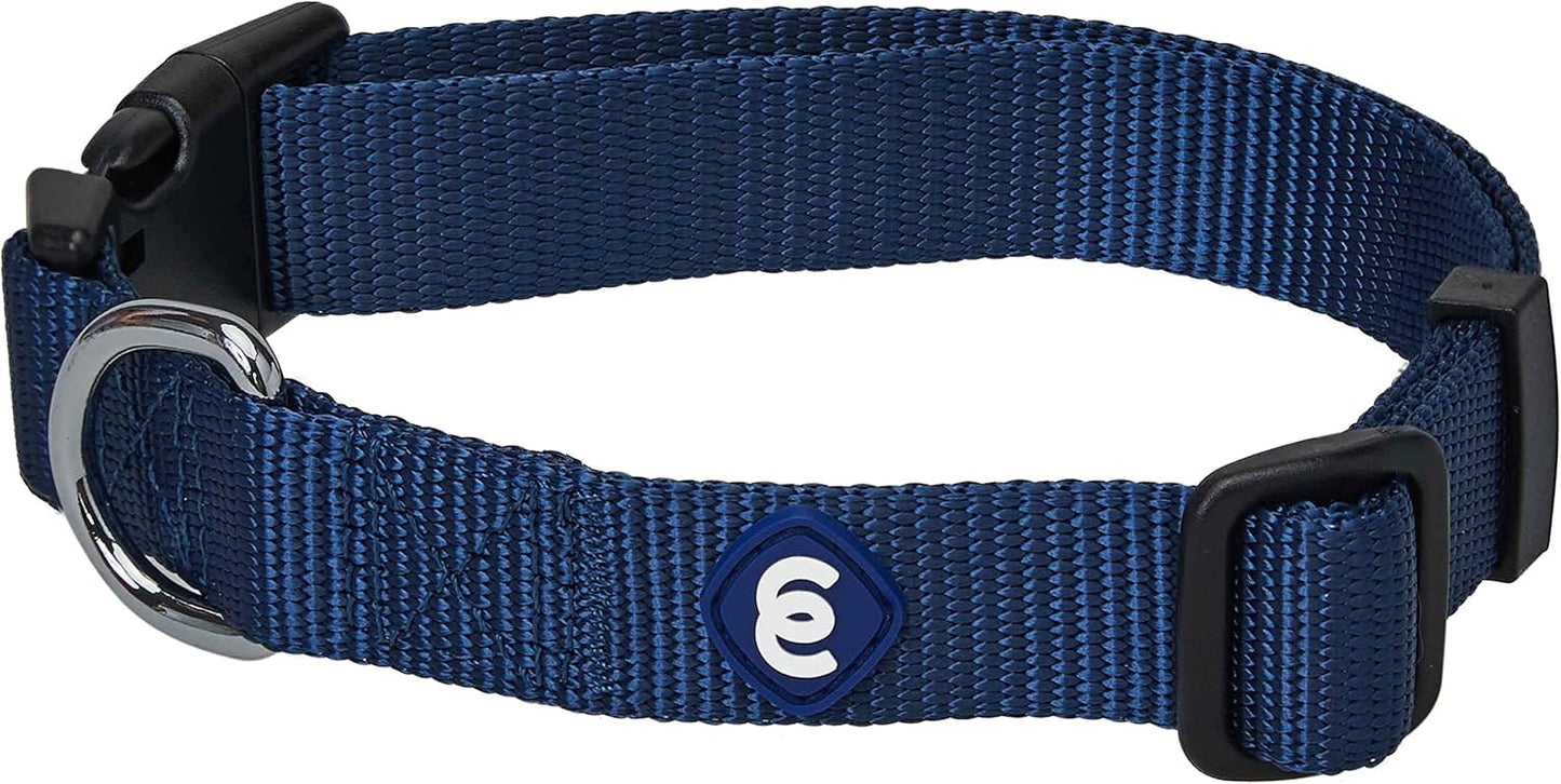 Blueberry Pet Essentials Dog Collar | Adjustable Nylon Dog Collar for Large Dogs | Classic True Navy Dog Collars for Small Dogs | Premium Pet Safety & Style with Secure Leash Attachment