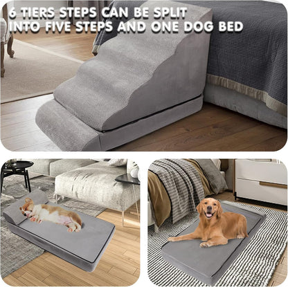 Soft Dog Stairs & Steps for High Beds 28 Inches High Tall, LitaiL Pet Stairs/Steps for High Beds for Small Large Dogs, Non-Slip Dog Ramps for Bed, for Older Cats