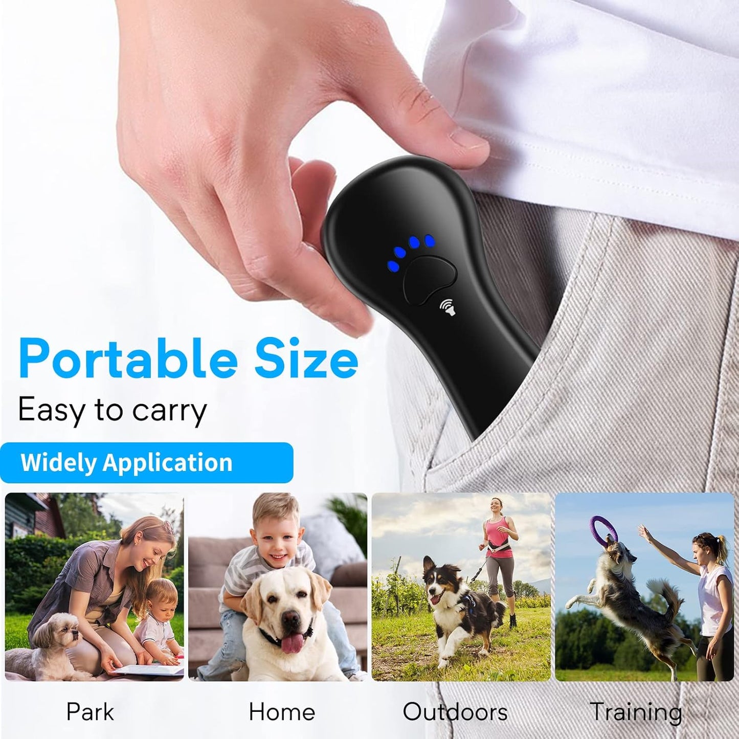 New Anti Barking Device, Dog Barking Control Devices,Rechargeable Ultrasonic Dog Bark Deterrent up to 16.4 Ft Effective Control Range Safe for Human & Dogs Portable Indoor & Outdoor(Black)