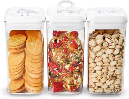 Felli Flip Tite Food Storage Container with Lid Airtight 4" Ring Seal Flip Top, Stackable Acrylic Canister Jar for Pantry Kitchen Counter, Snack Coffee Bean Granola Pet Treats Cracker Holder (1.2 L)