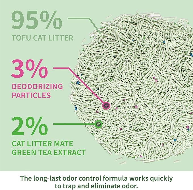 Tofu Cat Litter, Lightweight Natural Clumping Cat Litter Odor Control 99.9% Dust-Free, Flushable Low Tracking, 22 LB Total, Pack of 4