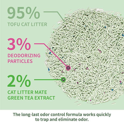 Tofu Cat Litter, Lightweight Natural Clumping Cat Litter Odor Control 99.9% Dust-Free, Flushable Low Tracking, 22 LB Total, Pack of 4