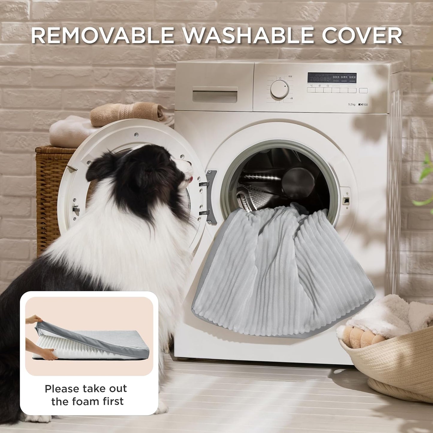 Bedsure Dog Beds Large Sized Dog- Orthopedic Pet Beds with Removable Machine Washable Cover, Egg Crate Foam Puppy Pad, Suitable for Pet Up to 50 lbs, 35"x22"