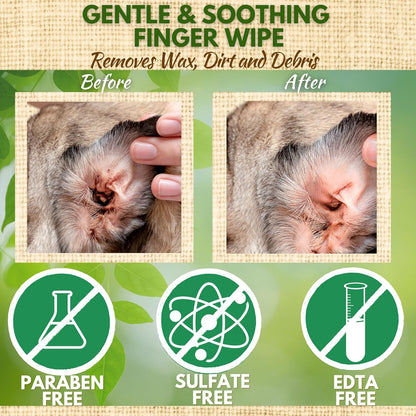 EcoBark Dog Ear Cleaner - Dog Ear Wipes with Finger Pad in Ear Solution - Gentle Otic Dog Grooming Supplies to Soothe Dog Ear Itching - Cleanse Away Dirt and Debris