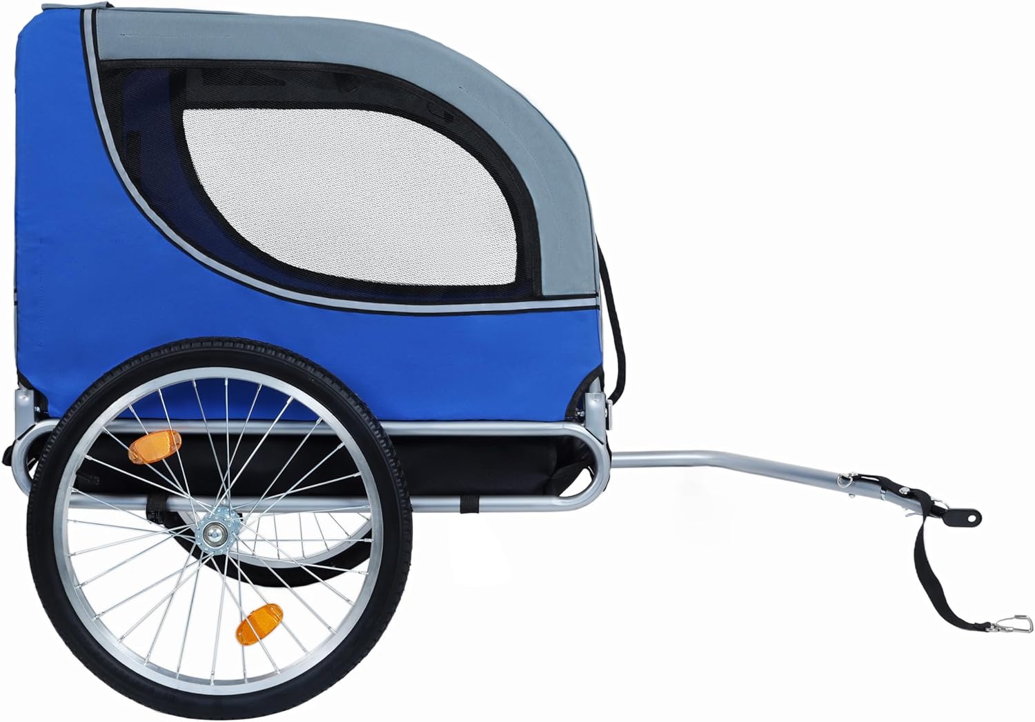 Blue-Grey Large Folding Bike Trailer for Dogs – Heavy-Duty Steel Frame, 66LB Capacity Pet Carrier for All-Terrain Cycling, Jogging & Camping Adventures! - Pawvie