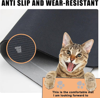 YCT Cat Pet Food Mat, Non-Slip Bottom Absorbent Quick Dry Feeding Mat for Dogs & Cats, Pet Supplies, 16.9"x24" Navy Blue