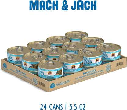Weruva Classic Cat Food, Mack & Jack with Mackerel & Grilled Skipjack, 5.5oz Can (Pack of 24)