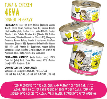 Weruva BFF Minced Natural Wet Cat Food, Tuna and Chicken 4 Eva in Gravy, 3oz Can, Pack of 24