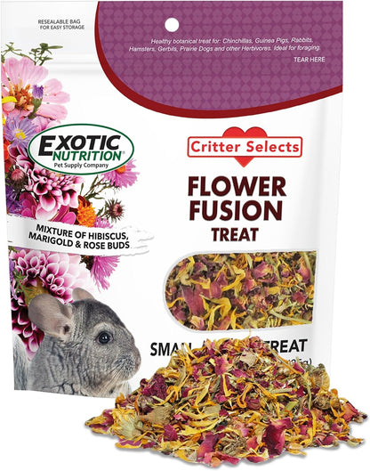 Flower Fusion Treat (1/2 lb) - Healthy Natural Dried Flower Herbivore Treat - Chinchillas, Guinea Pigs, Rabbits, Prairie Dogs, Degus, Hamsters, Rats, Squirrels, Sugar Gliders & Other Small Pets