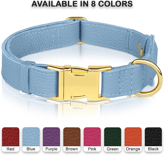 Leather Airtag Dog Collar - Soft Tracking Dog Collar with Apple AirTag Holder and Metal Buckle - Safety GPS Pet Collars for Small Medium Large Dogs Puppy Pink Red (Cornflower, XS, 9"-12" Neck Fit)