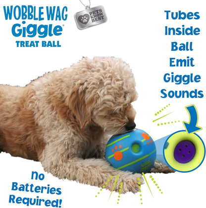Wobble Wag Giggle Treat Ball- Interactive Dog Toy & Treat Dispenser, Fun Giggle Sounds When Rolled or Shaken, Great for Dogs Pets Know Best