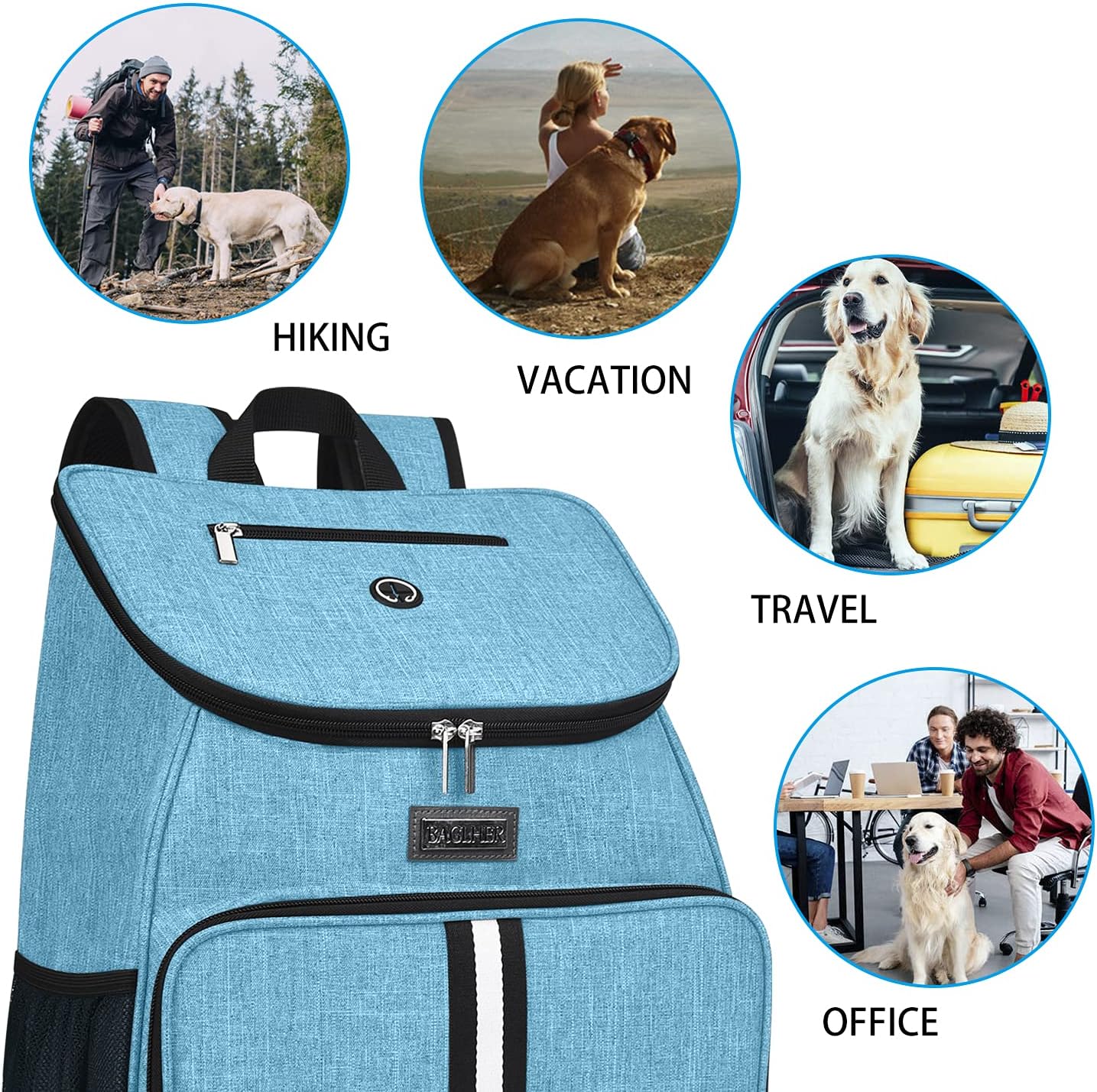 BAGLHER丨Dog Travel Bag, Airline Approved Pet Supplies Backpack, Dog Travel Backpack with 2 Silicone Collapsible Bowls and 2 Food Baskets - Pawvie