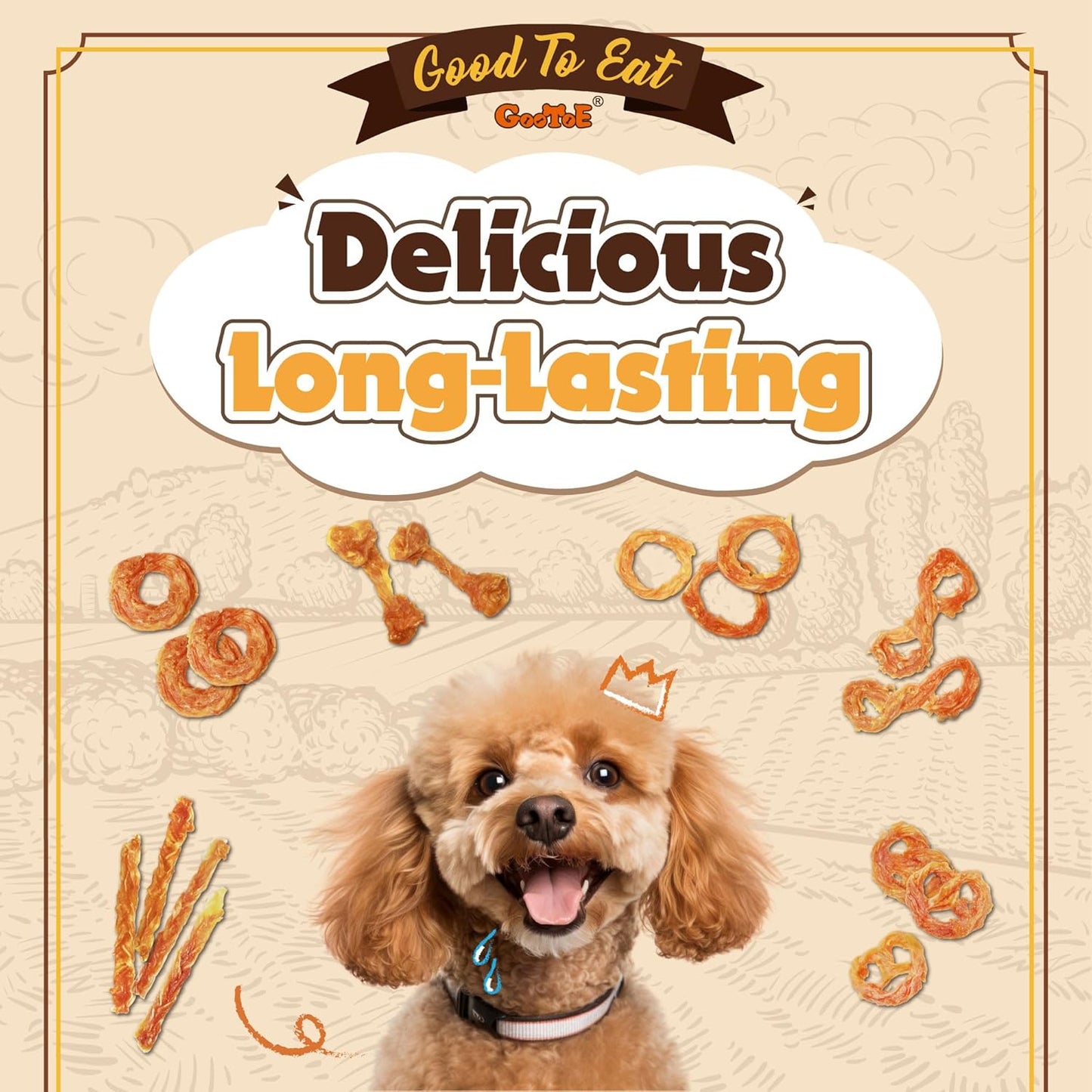 Gootoe Turkey Tendons for Dogs –All-Natural, Hypoallergenic Dog Treats, Rawhide Alternative, Long Lasting Puppy Chews, Healthy Dog Treats for Medium Breeds, Sliced (M), 16 oz Pack (1 lb)