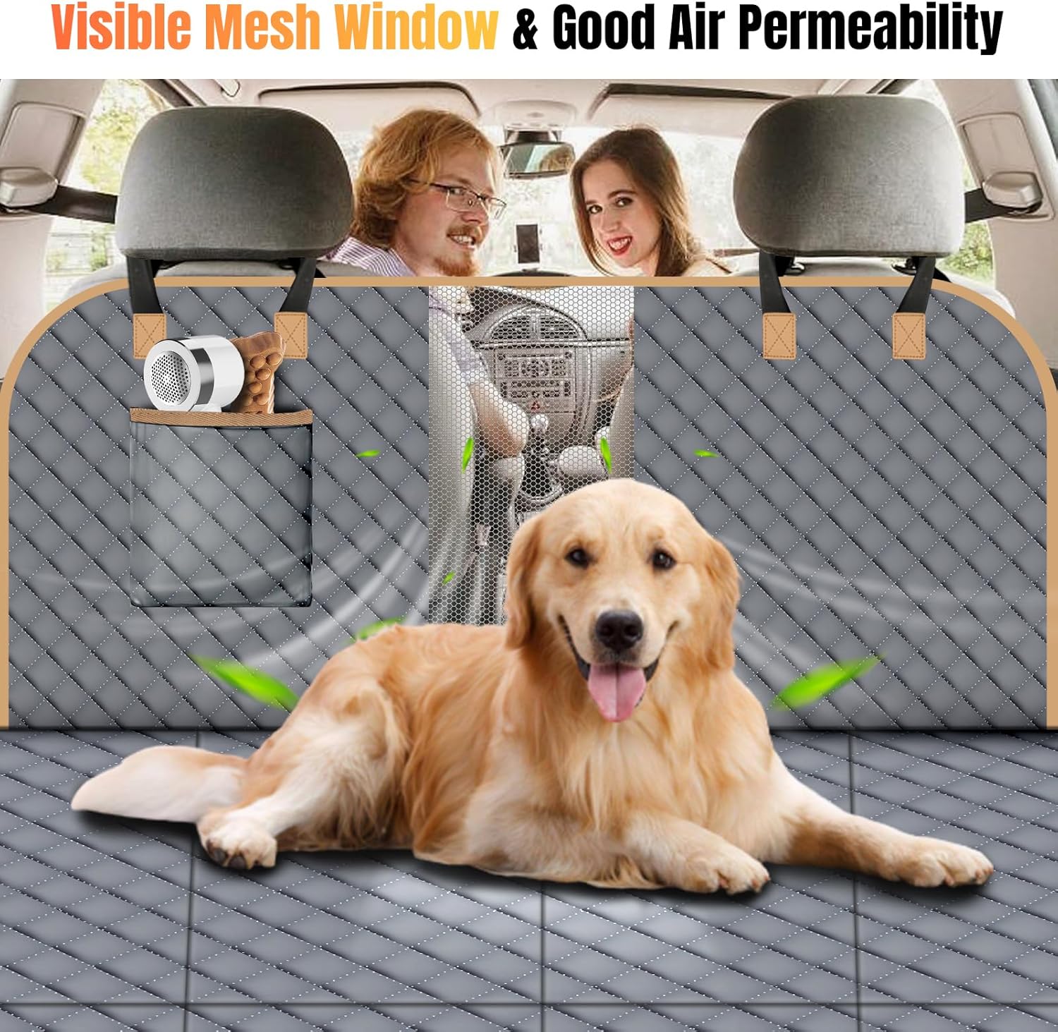 Dog Car Seat Cover for Back Seat, Dog Car Bed Cover with Strong Hard Bottom, Car Back Seat Extender Hammock for Car SUV Truck 4 Panels Gray Color Large Size - Pawvie