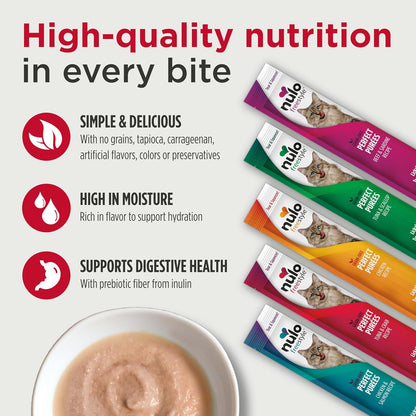 Nulo Freestyle Grain-Free Perfect Purees Premium Wet Cat Treats, Squeezable Meal Topper for Felines, High Moisture Content to Support Cat Hydration, 0.5 Ounce, Tuna & Scallop