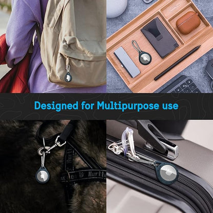 Pelican Protector AirTag Holder - AirTag Keychain W/Stainless Steel Carabiner Clip [Impact Resistant] [Travel Essentials] - Protective Air Tag Case for Dog Collar, Backpack, Keys, Luggage - Navy