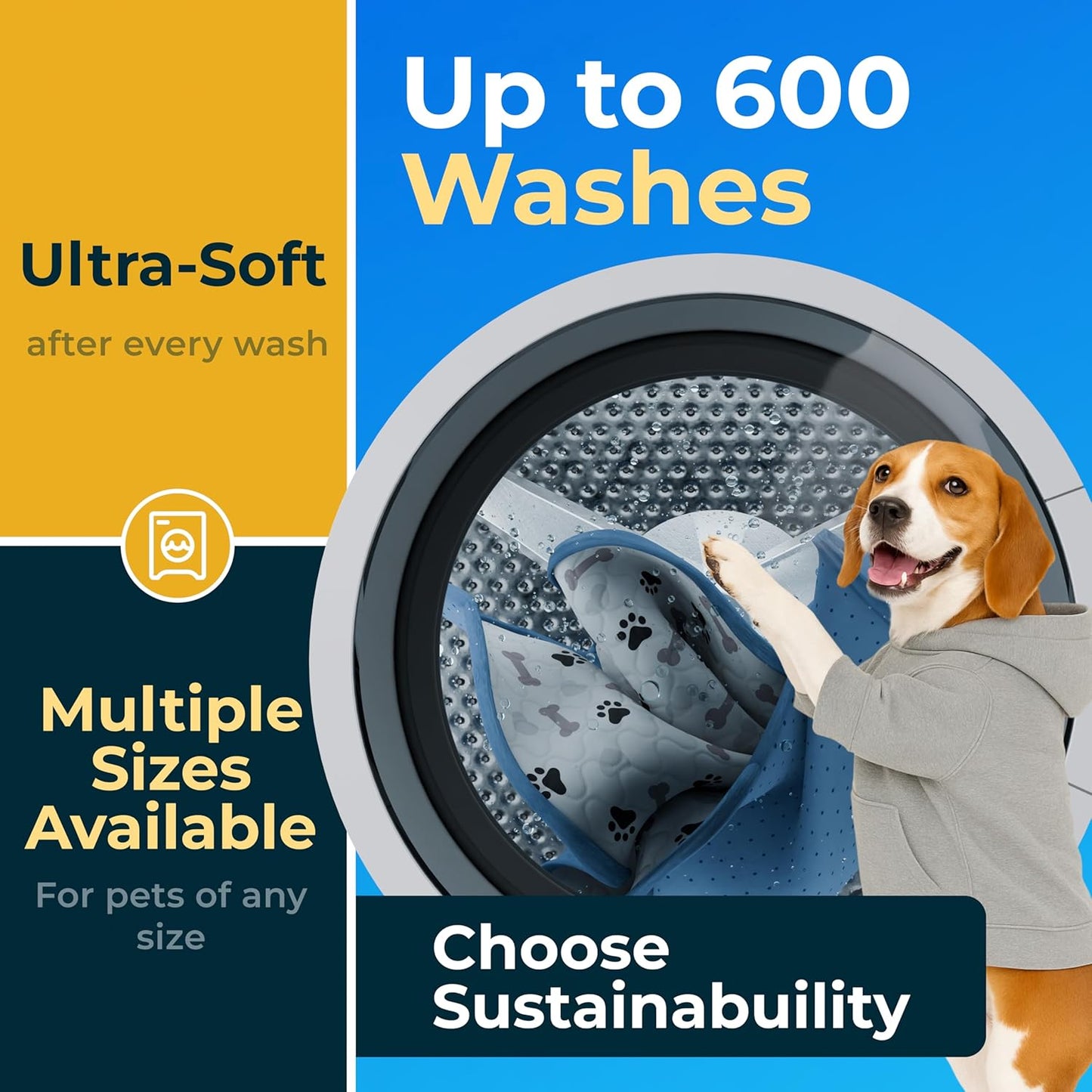 GREEN LIFESTYLE Washable Pee Pads for Dogs - Waterproof Reusable Puppy Pads with Anti-Slip Backing, Pet Training Pad for Puppy Playpen, Crate, Whelping Box, Potty Training (4, 34x36)