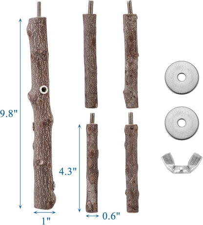 CozyCabin Bird Perch Stand Natural Wood Cage Perch Bird Cage Accessorie Toys Standing Rack for Cockatiels, Parakeets, Macaw, Small Birds Exercise Training
