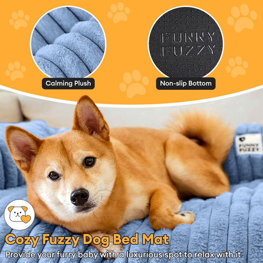 FUNNY FUZZY Pet Couch Cover for Sofa, Calming Dog Bed for Couch, Fluffy Plush Cat Bed Mat for Furniture Protector for Small Dogs and Kitten, 27×24 in, Blue