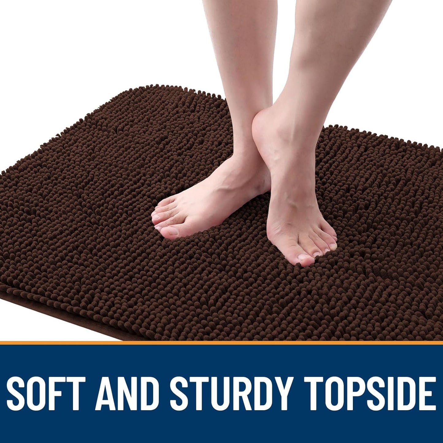 OLANLY Dog Door Mat for Muddy Paws 59x35, Absorbs Moisture and Dirt, Absorbent Non-Slip Washable Doormat, Quick Dry Chenille Mud Mat for Dogs, Entry Indoor Entryway Carpet for Inside Floor, Brown