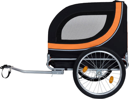 Blue-Grey Large Folding Bike Trailer for Dogs – Heavy-Duty Steel Frame, 66LB Capacity Pet Carrier for All-Terrain Cycling, Jogging & Camping Adventures! - Pawvie