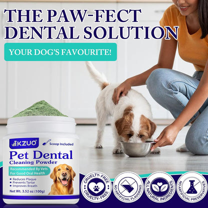Dog Teeth Cleaning Powder - Dog Dental Powder - Plaque Off Pet Tooth Cleaning lab co - Targets Tartar & Reduces Plaque & Bad Breath - Teeth Cleaning Made Easy