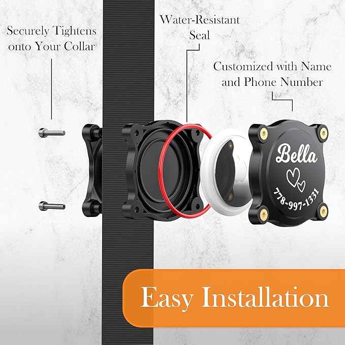 PAWBLEFY Personalized airtag Dog Collar Holder - Waterproof Ultra Durable Compatible with Apple air tag for Dogs & Cats - fits All Collar Width