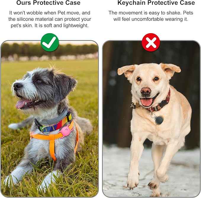 Cat Collar Case for Life360 Tile Sticker Tracker, 2-Pack Silicone Anti-Lost Protective Cover for Life 360 Tile Sticker Holder for Dog/Pet Collars, Durable, Easy Installation, Lightweight, Neon Pink
